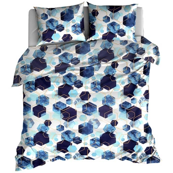 Pościel bawełniana Hexagon kobalt 150x200