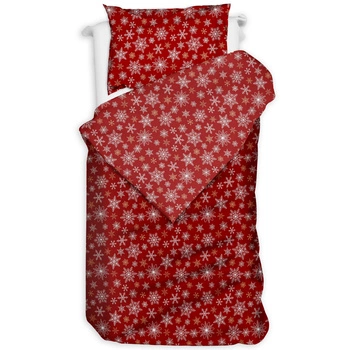 Pościel bawełniana Płatki śniegu w czerwieni 140x200