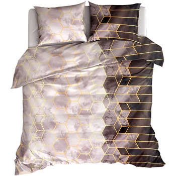 Pościel bawełniana Hexagon czekolada 180x200