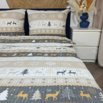 Pościel z kory Renifery beż 160x200