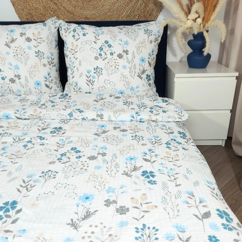 Pościel z kory Słowiańskie kwiaty błękit 200x220