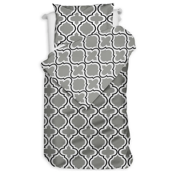 Pościel bawełniana Koniczyna marokańska szara 140x200