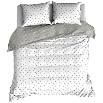 Pościel bawełniana Serduszka szare 150x200