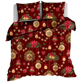 Pościel bawełniana Bombki glamour bordowe 150x200
