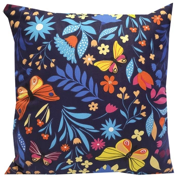 Poszewka bawełniana Motyle granat 45x45