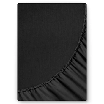 Prześcieradło satyna bawełniana z gumką Czarne 200x220