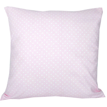 Poszewka bawełniana Białe kropki w różu 45x45
