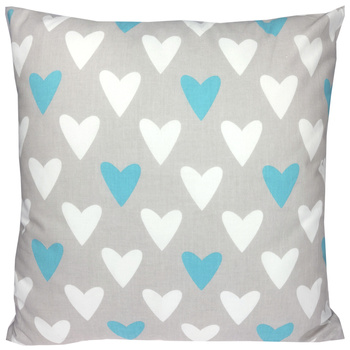 Poszewka bawełniana Turkusowe serca 45x45