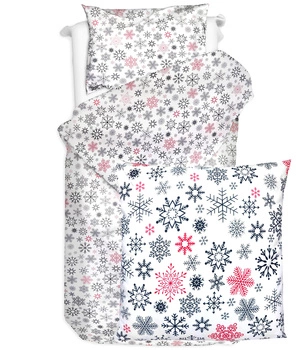 Pościel bawełniana Śnieżynki czerwone 140x200