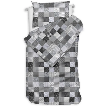 Pościel flanelowa Patchwork szary 140x200