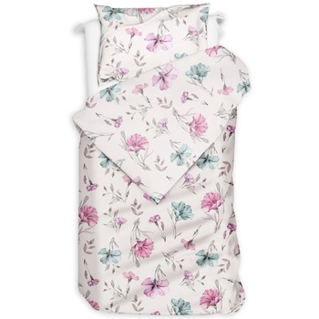 Pościel flanelowa Kolorowe kwiaty w różu 140x200