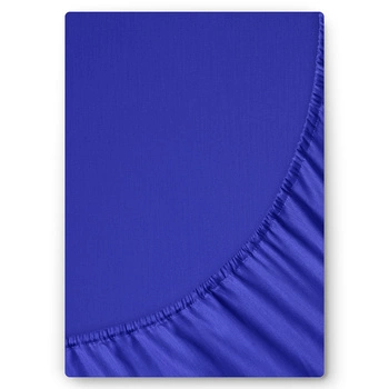 Prześcieradło satyna bawełniana z gumką Kobaltowe 200x220