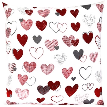 Poszewka bawełniana Serduszka czerwone "LOVE" 70x80