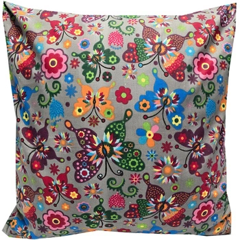 Poszewka bawełniana Łowickie motylki szara 45x45