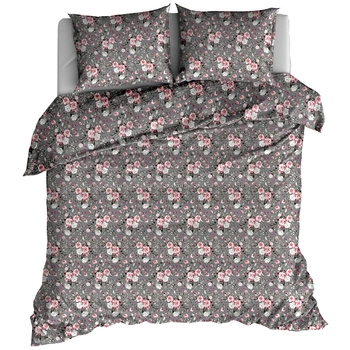 Pościel bawełniana Różyczki w szarości 220x200