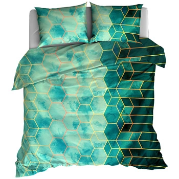 Pościel bawełniana Hexagon mięta 200x200
