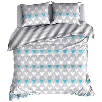 Pościel bawełniana Serca w turkusie 160x200