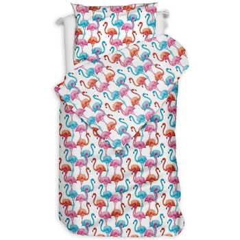 Pościel bawełniana Flamingi neonowe 140x200