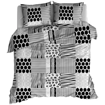 Pościel bawełniana Szara panterka i zebra 220x200
