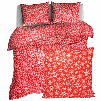 Pościel bawełniana Płatki śniegu w czerwieni 220x200