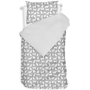 Pościel bawełniana Białe koty na szarym 140x200