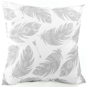 Poszewka bawełniana Szare pióra na bieli 30x30