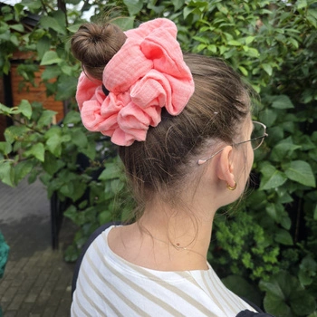 Gumka do włosów Muślinowa MAXI Scrunchies Morela