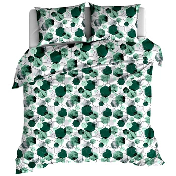 Pościel bawełniana Hexagon emerald 180x200