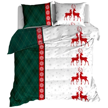 Pościel flanelowa Renifery butelka 160x200