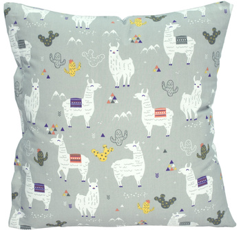 Poszewka bawełniana Lamy szare 40x60