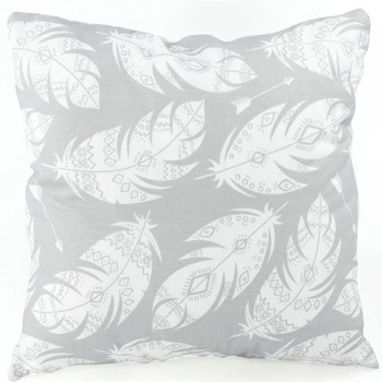 Poszewka bawełniana Białe pióra na szarym 50x70