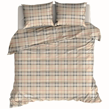 Pościel flanelowa Szkocka krata beż 160x200