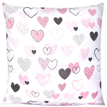 Poszewka bawełniana Serduszka morela LOVE 50x70