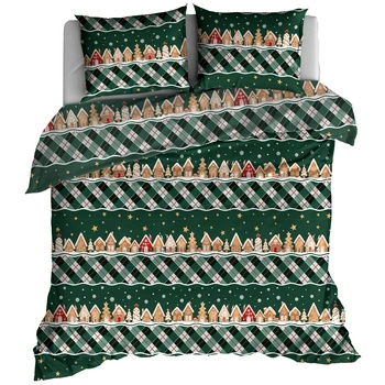 Pościel bawełniana Świąteczne domki 160x200