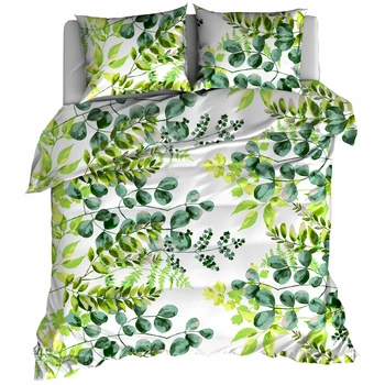 Pościel flanelowa Liście zielone 180x200