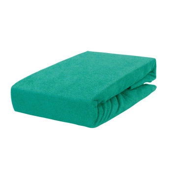 Prześcieradło frotte z gumką butelkowa zieleń 140x200