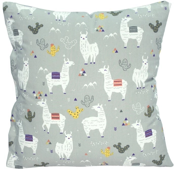Poszewka bawełniana Lamy szare 50x70