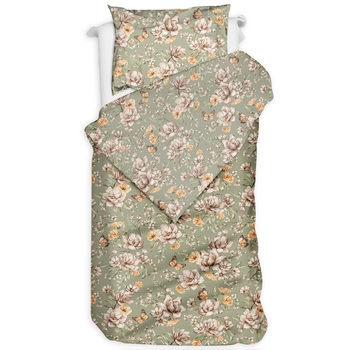 Pościel bawełniana Kwiaty oliwka 135x200