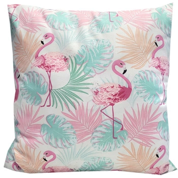 Poszewka bawełniana Flamingi pastelowe 45x45