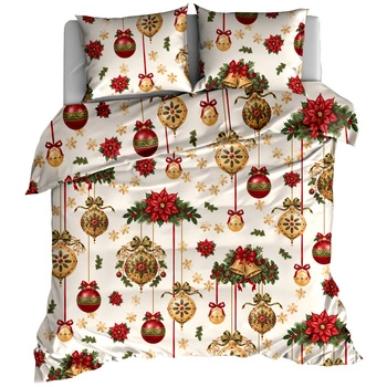 Pościel bawełniana Bombki glamour waniliowe 160x200
