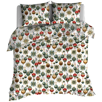 Pościel bawełniana Bombki na bieli 160x200