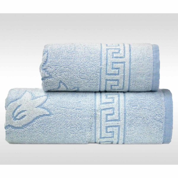 Niebieski ręcznik Flora Ocean firmy Greno.